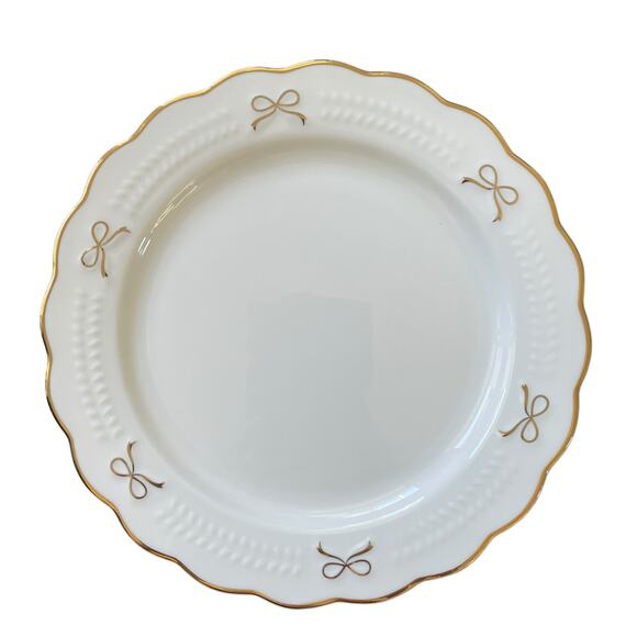 Yedi GOLD BOW Side Plates Set of 4 Ceramic 8in Holiday Glam White New - Picture 12 of 16